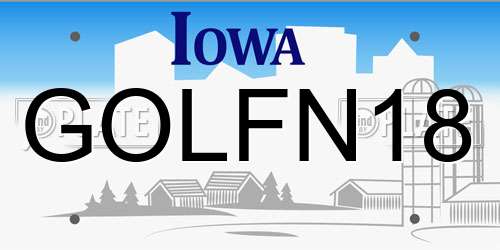 GOLFN18 Iowa License Plate