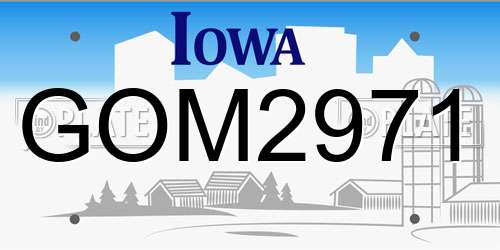 GOM2971 Iowa License Plate
