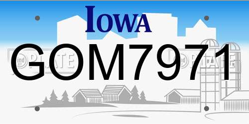 GOM7971 Iowa License Plate