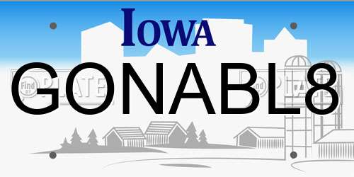 GONABL8 Iowa License Plate