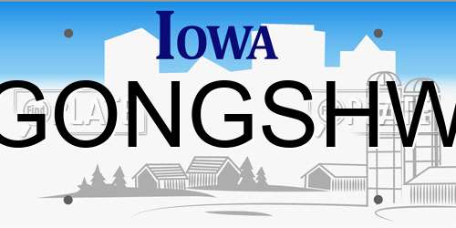 GONGSHW Iowa License Plate