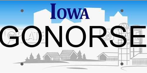 GONORSE Iowa License Plate