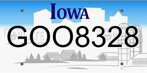 GOO8328 Iowa License Plate