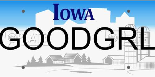 GOODGRL Iowa License Plate