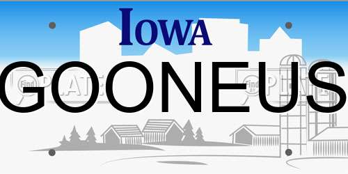 GOONEUS Iowa License Plate