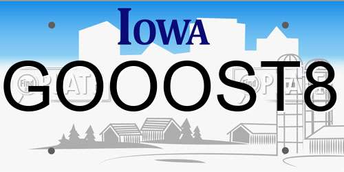 GOOOST8 Iowa License Plate