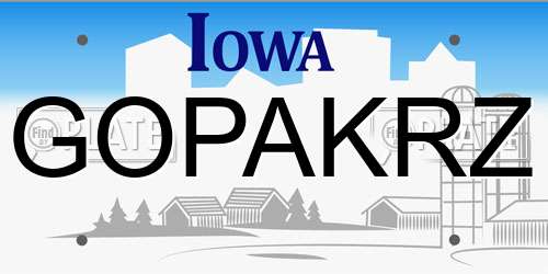 GOPAKRZ Iowa License Plate