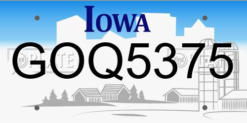 GOQ5375 Iowa License Plate