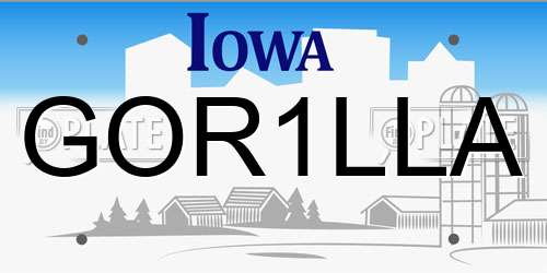 GOR1LLA Iowa License Plate