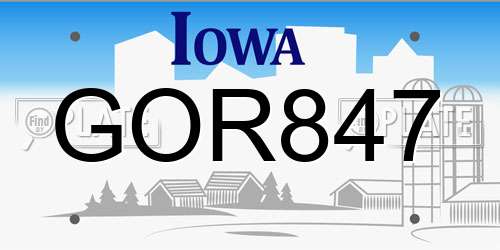 GOR847 Iowa License Plate
