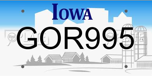 GOR995 Iowa License Plate