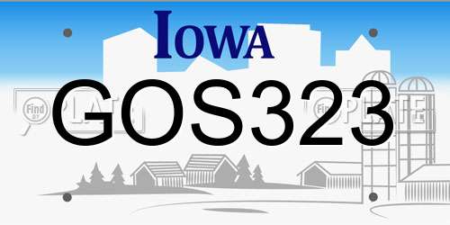 GOS323 Iowa License Plate