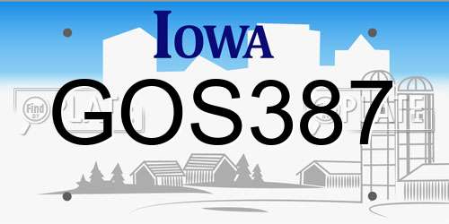 GOS387 Iowa License Plate