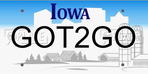 GOT2GO Iowa License Plate