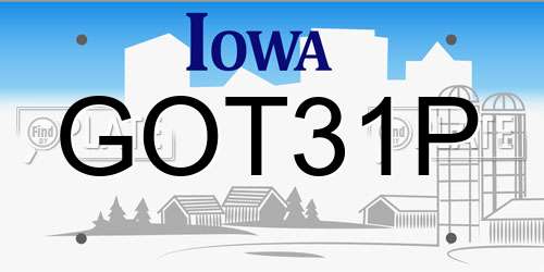 GOT31P Iowa License Plate