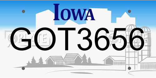 GOT3656 Iowa License Plate