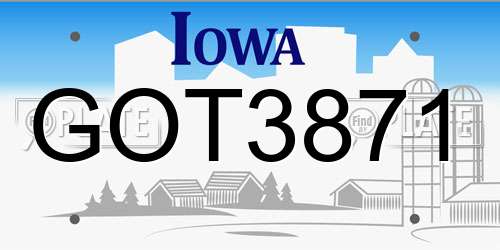 GOT3871 Iowa License Plate