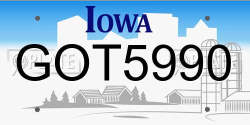 GOT5990 Iowa License Plate