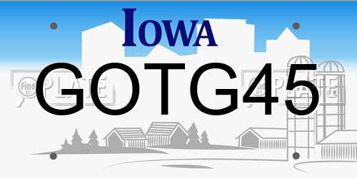 GOTG45 Iowa License Plate