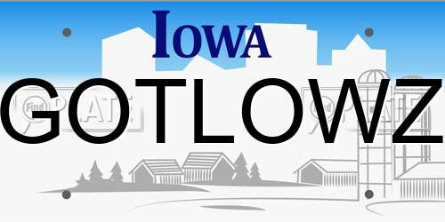 GOTLOWZ Iowa License Plate