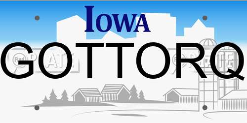 GOTTORQ Iowa License Plate