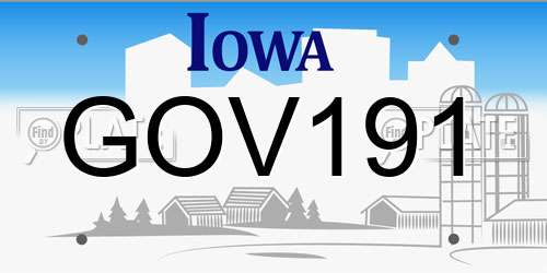 GOV191 Iowa License Plate