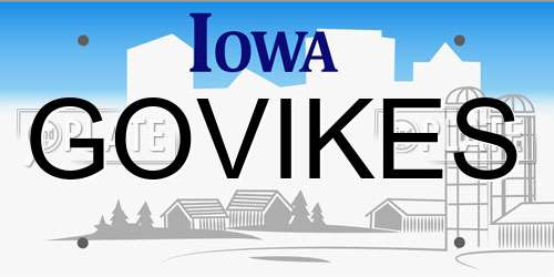 GOVIKES Iowa License Plate