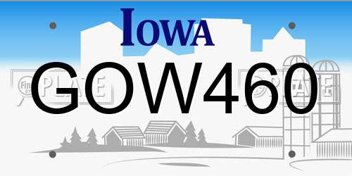 GOW460 Iowa License Plate