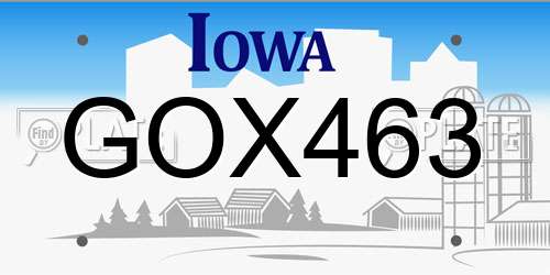 GOX463 Iowa License Plate