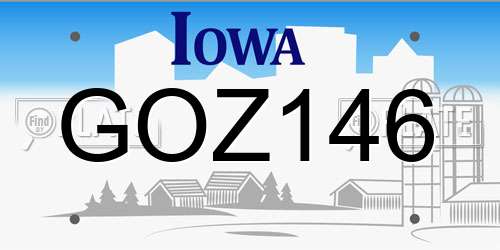 GOZ146 Iowa License Plate