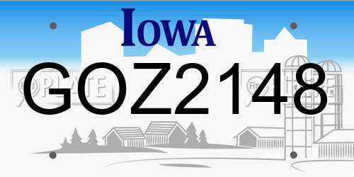 GOZ2148 Iowa License Plate