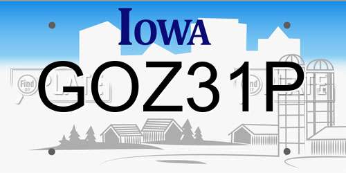 GOZ31P Iowa License Plate