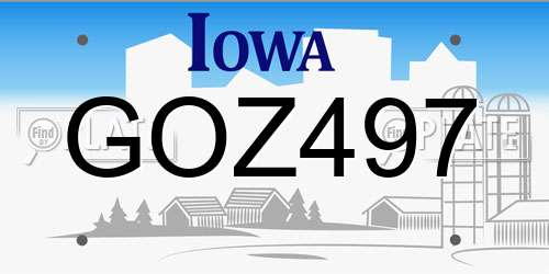 GOZ497 Iowa License Plate