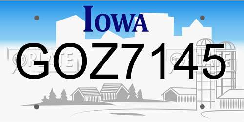 GOZ7145 Iowa License Plate