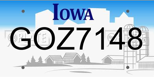 GOZ7148 Iowa License Plate