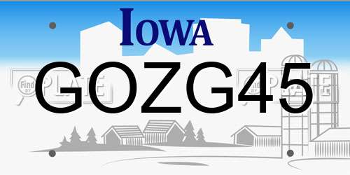 GOZG45 Iowa License Plate