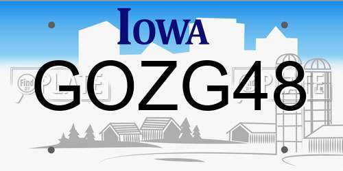 GOZG48 Iowa License Plate