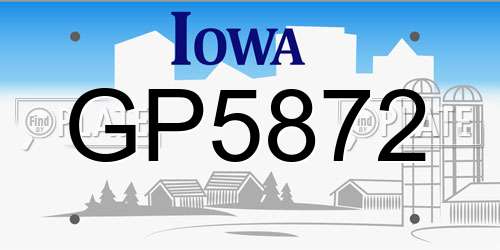 GP5872 Iowa License Plate