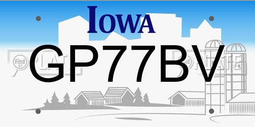 GP77BV Iowa License Plate