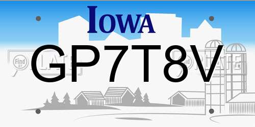 GP7T8V Iowa License Plate