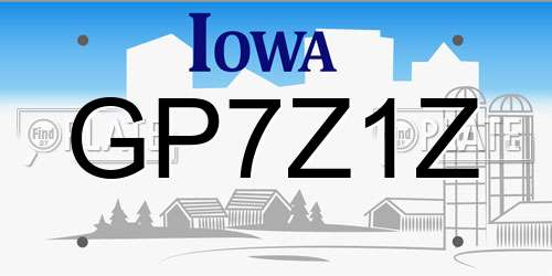 GP7Z1Z Iowa License Plate