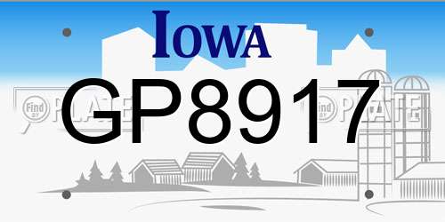 GP8917 Iowa License Plate