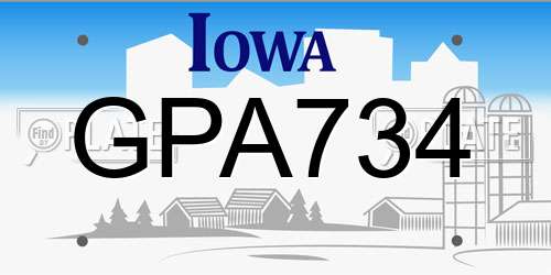 GPA734 Iowa License Plate