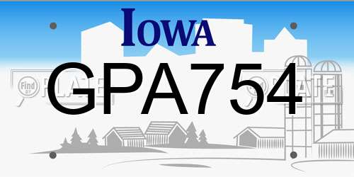 GPA754 Iowa License Plate