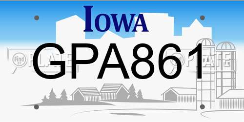 GPA861 Iowa License Plate