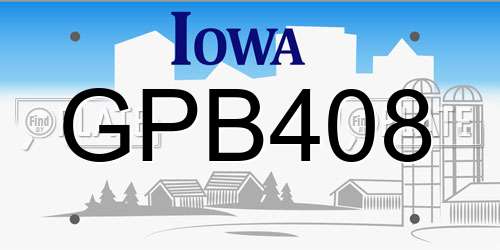 GPB408 Iowa License Plate