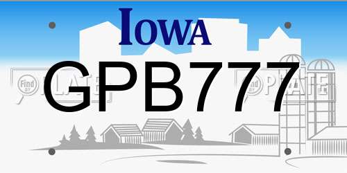 GPB777 Iowa License Plate