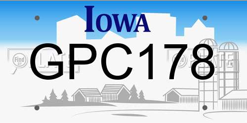 GPC178 Iowa License Plate