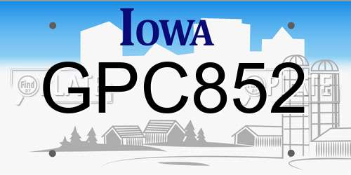 GPC852 Iowa License Plate