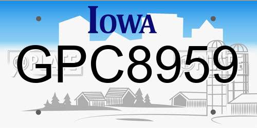 GPC8959 Iowa License Plate